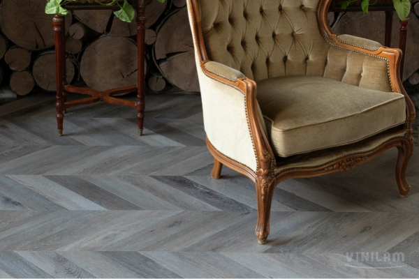 Кварцвиниловая плитка VINILAM PARQUET CHEVRON RI444515CL4 Шеврон Легран Glue